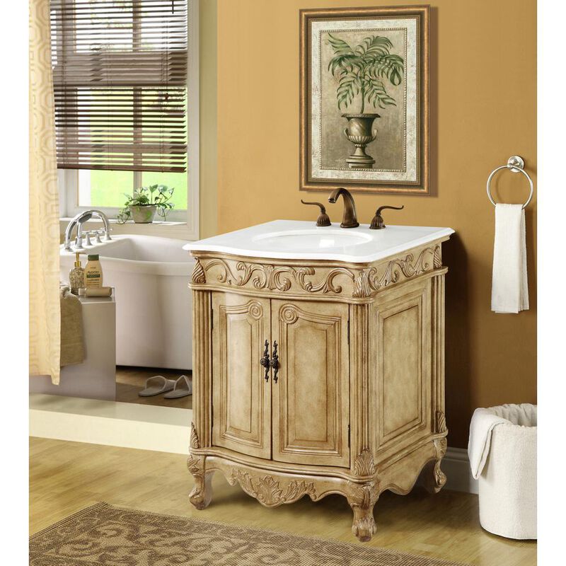 Elegant Kitchen and Bath 27 inch Single Bathroom vanity in Antique Beige