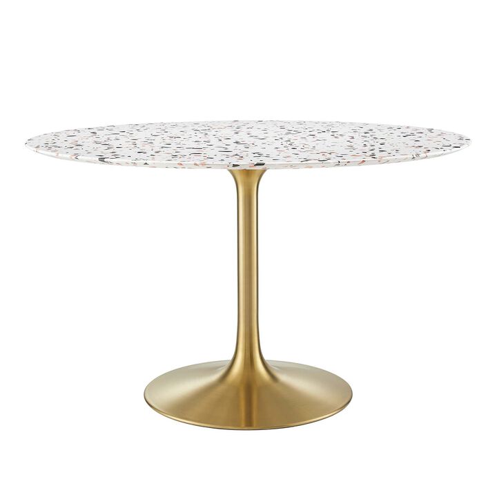 Modway - Lippa 48" Round Terrazzo Dining Table Gold White