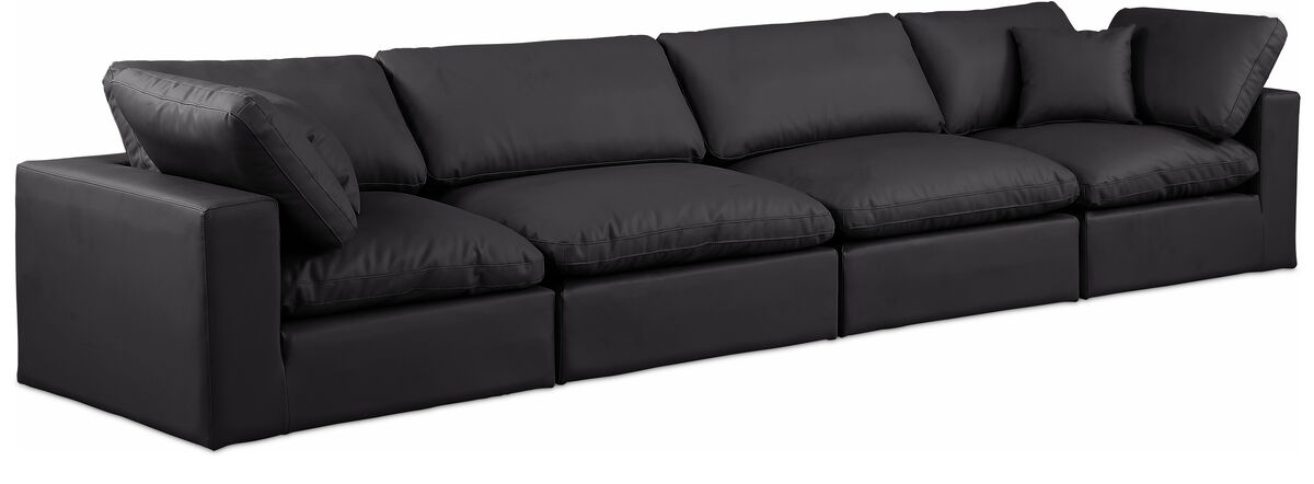 Meridian Furniture Comfy Black Vegan Leather Modular Sofa