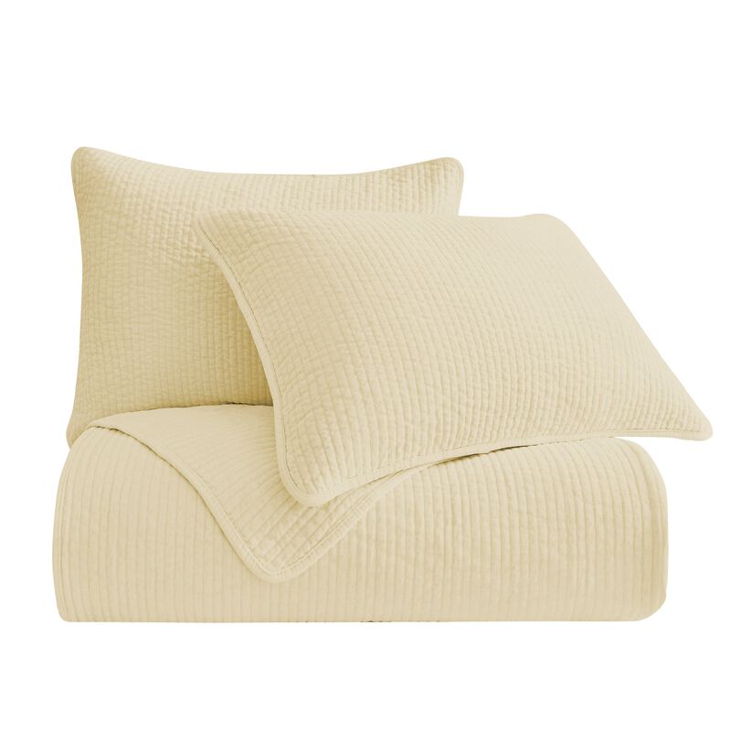 Stonewashed Tan Cotton Velvet Full/Queen Quilt Set image number 0