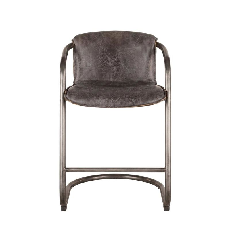 Starlight Canyon Home Leather Upholstered Counter Stool with Footrest,Bar Chairs, Brushed Nicel image number 0