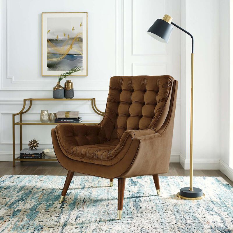 Suggest Button Tufted Performance Velvet Lounge Chair image number 5