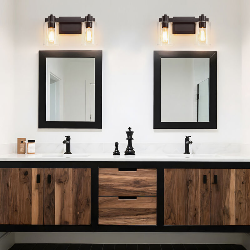 14" 2-Light Dimmable Indoor Wall Sconce with Clear Glass Shades image number 4