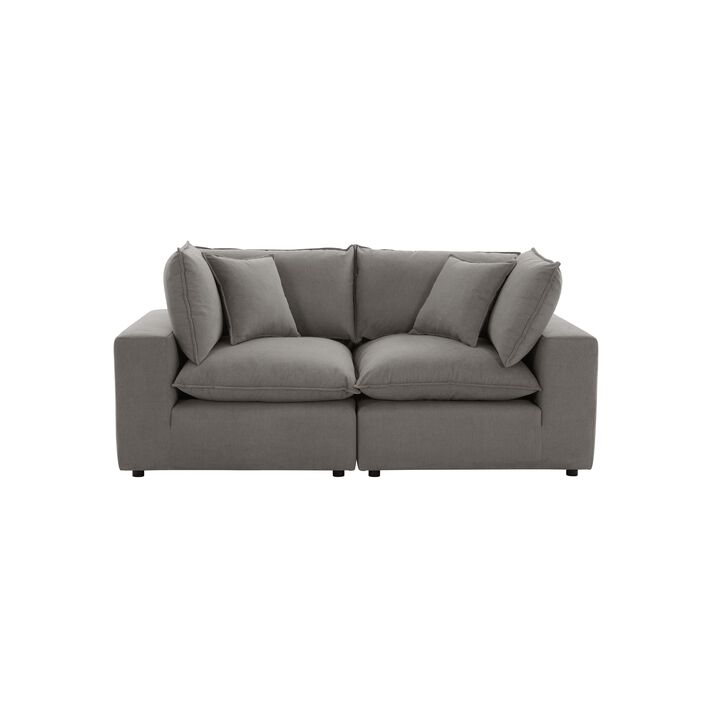 TOV Furniture Cali Slate Upholstered Modular Loveseat
