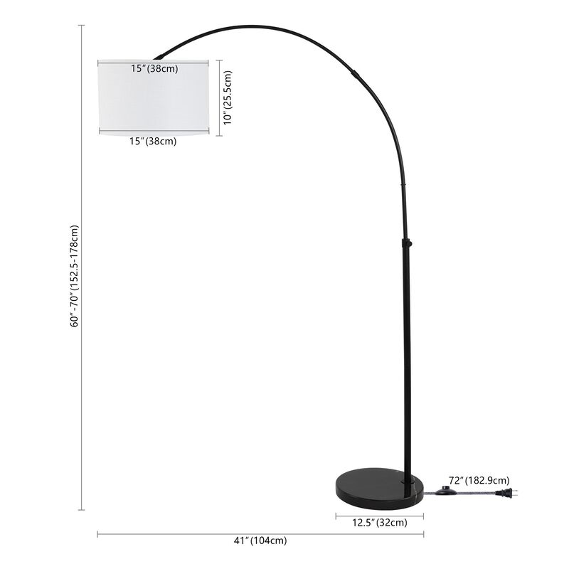 Collier Industrial Vintage Head-and-Height-Adjustable Iron LED Arc Floor Lamp with Smart Bulb