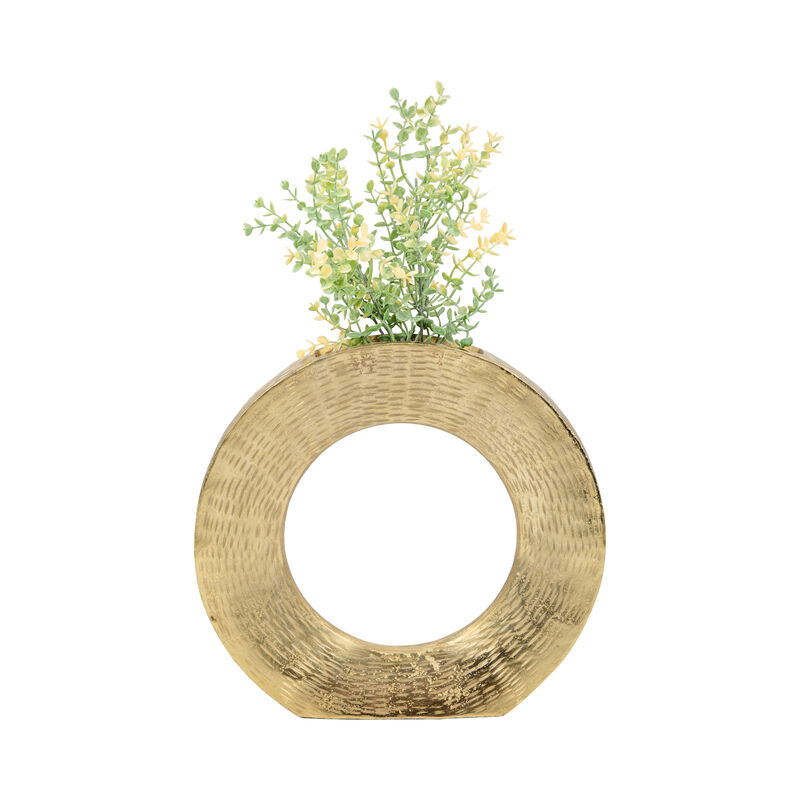 Metal Round Open Cut Out Vase image number 1