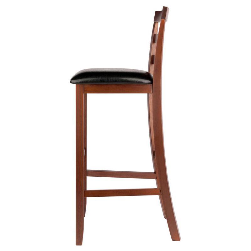 Simone Cushion Ladder-back Seat Bar Stools, 2-Pc Set, Black & Walnut