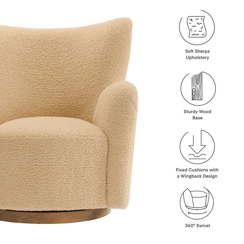 Montrose Wingback Sherpa Swivel Accent Chair image number 2