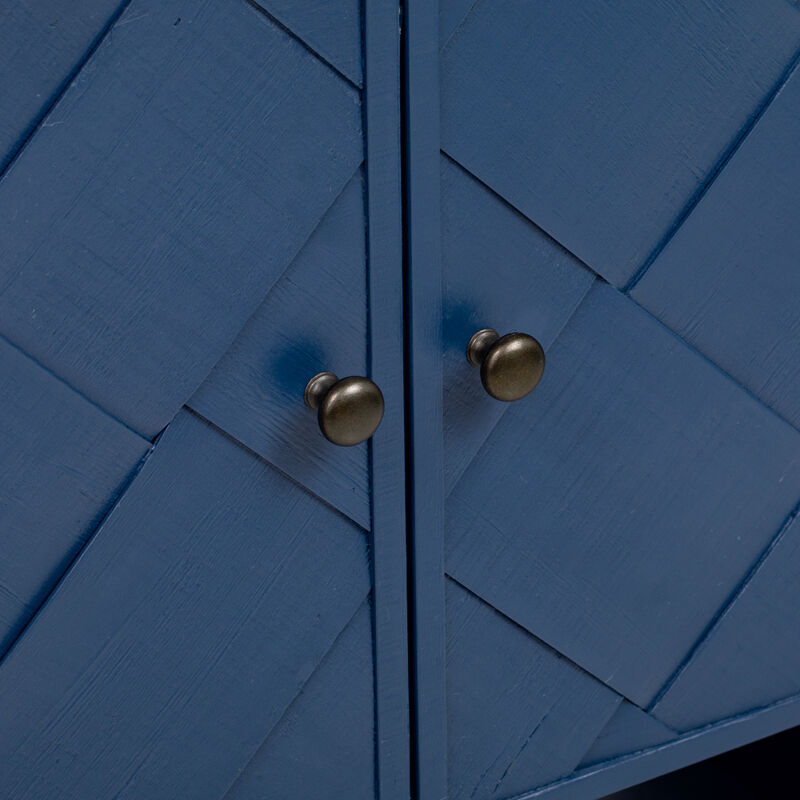 Merax U_Style Versatile console table with Woven Wood Slats and Solid Wood Veneer