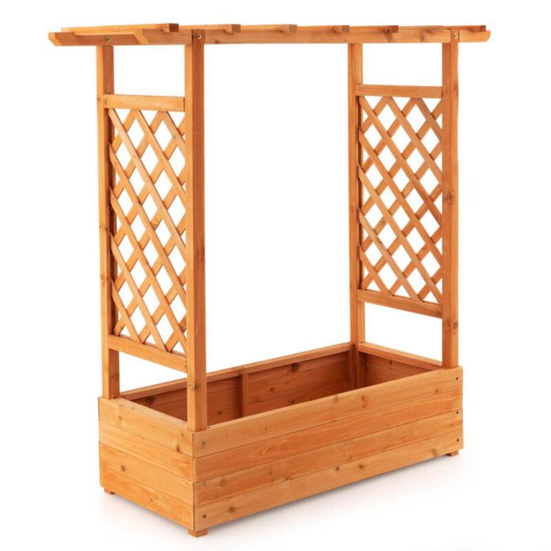 Hivvago Raised Garden Bed with Trellis or Climbing Plant and Pot Hanging