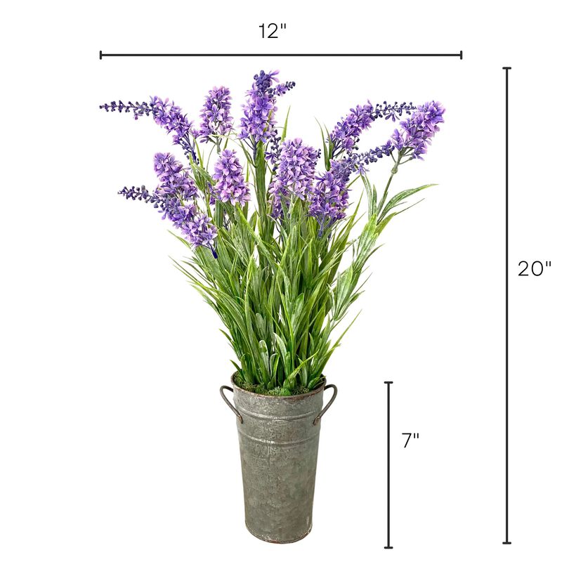 Silk Lilac Flower Arrangement In French pail - 20"