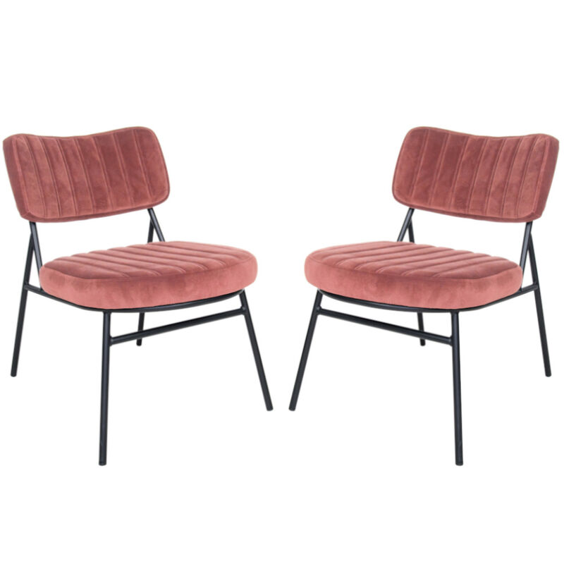 LeisureMod Marilane Velvet Accent Chairs with Cushioned Upholstery – Set of 2 Stylish Chairs for Living Room, Office, Lounge, and Modern Spaces