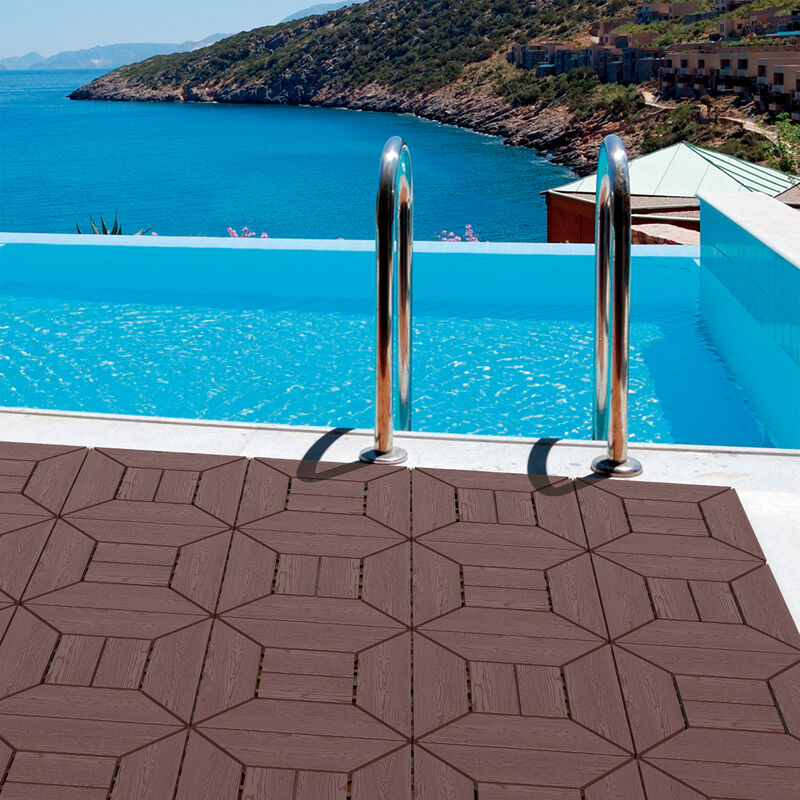 44 Pcs Plastic Interlocking Patio Deck Tiles, Anti-Slip Waterproof Outdoor Flooring Decor, Floor Decking for Balcony, Backyard, Garden image number 5