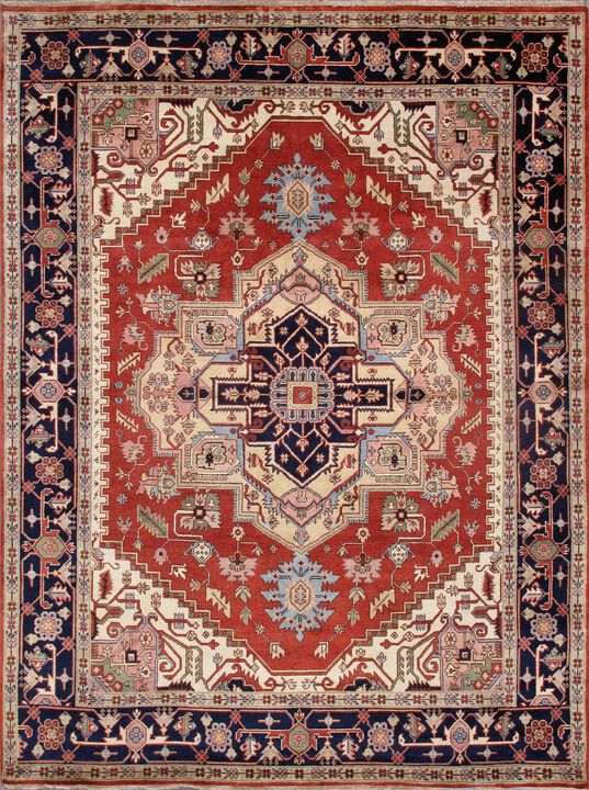 Pasargad Home Serapi Hand-Knotted Rust Wool Area Rug