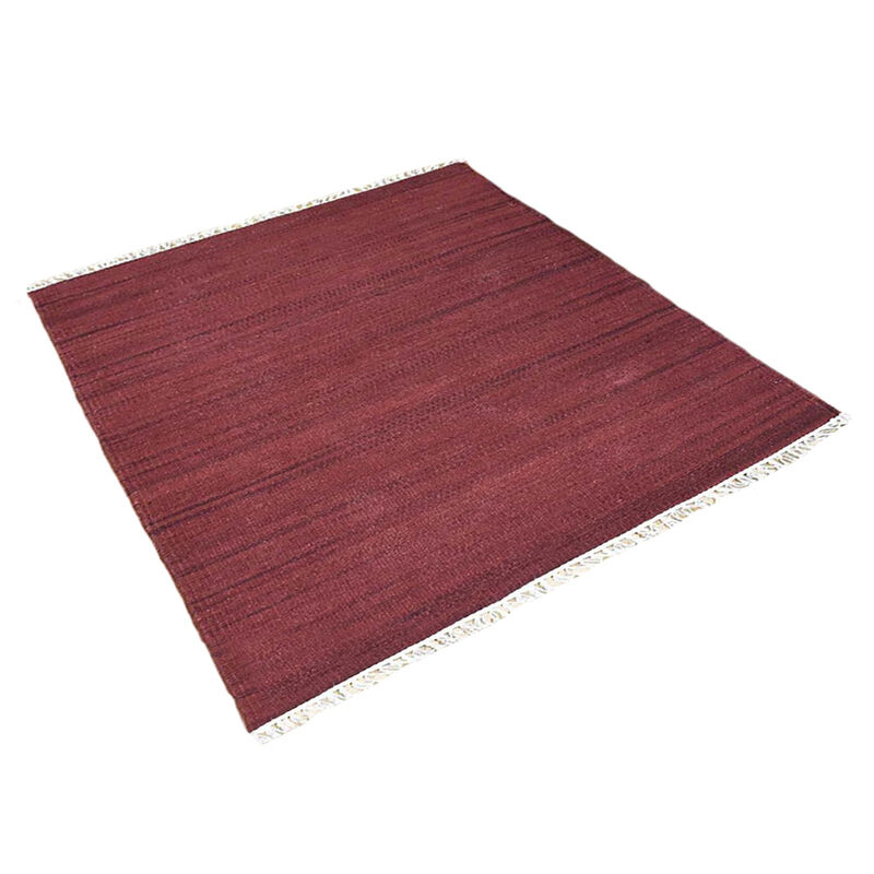 RUGSOTIC CARPETS HAND WOVEN FLAT WEAVE KILIM WOOL ECO-FRIENDLY AREA RUGS - Square Shape, Solid Plain Design, Low Pile  Handmade Area Rugs for Living Room, Bed Room (D00111) image number 2