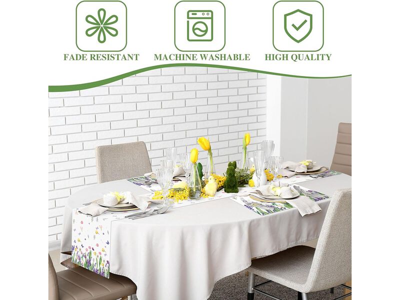 Spring Table Runner and Placemats Tulip Table Runner Placemats Set image number 6