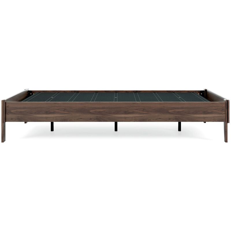 Sof Queen Size Platform Bed, Low Profile, Footboard, Dark Brown Finish