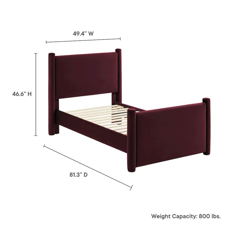 Modway Rael Performance Velvet Twin Platform Bed image number 2