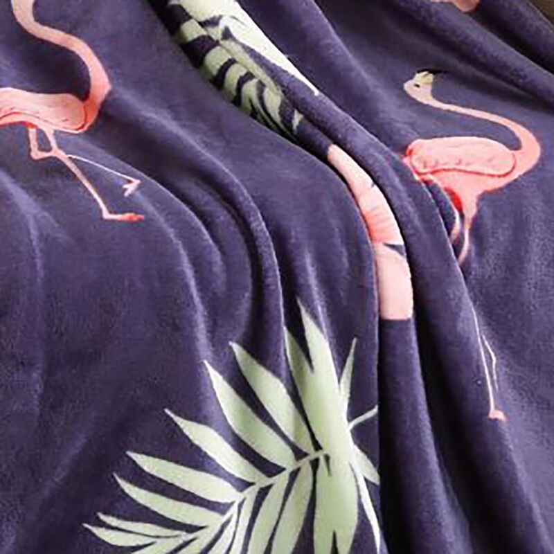 Plazatex Holiday Navy Flamingo Design Micro Plush Throw Blanket - 50x60", Multicolor