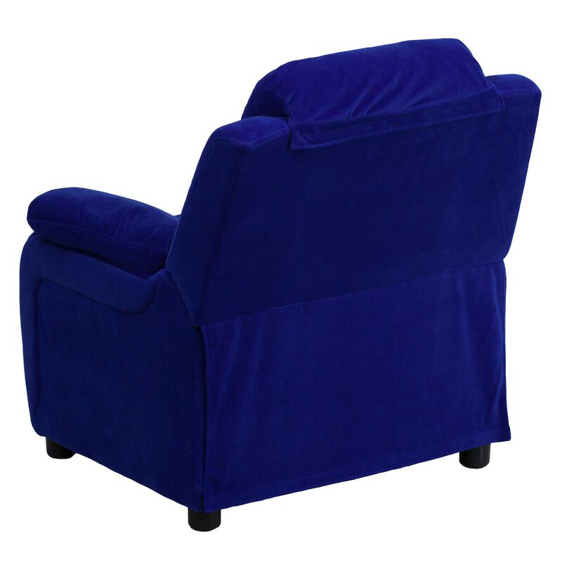 Flash Furniture Charlie Microfiber Kids Recliner with Flip-Up Storage Arms and Safety Recline, Contemporary Reclining Chair for Kids, Supports up to 90 lbs., Blue image number 4