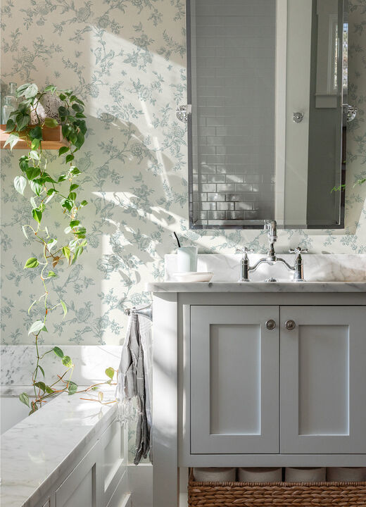 Nightingale Seafoam Floral Trail Wallpaper