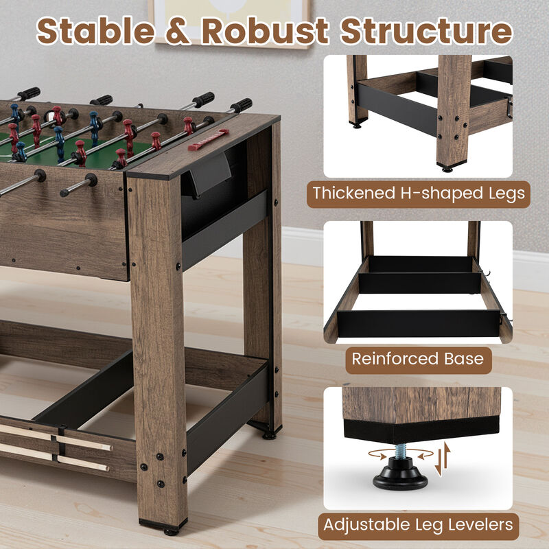 Swivel Multi Game Table with Foosball and Pool for Family Game Room-Natural image number 7