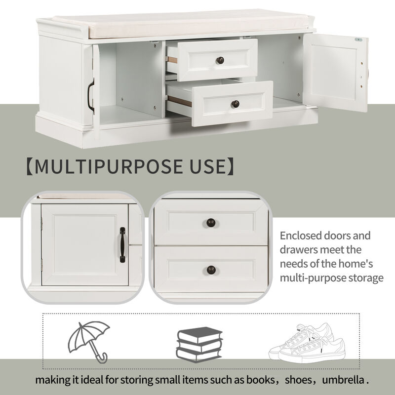 Streamdale Stylish Storage Bench with Drawers & Cabinets image number 7