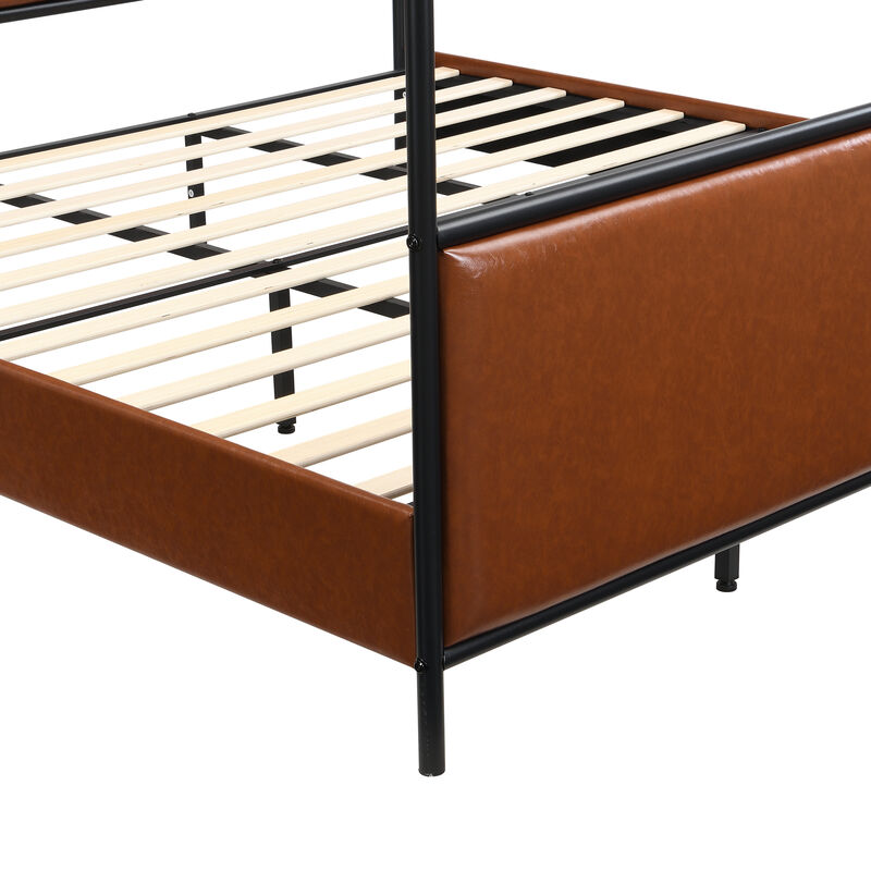 Christopher Knight Home Wealthy Modern Iron Canopy Bed Frame with Upholstered Headboard image number 7