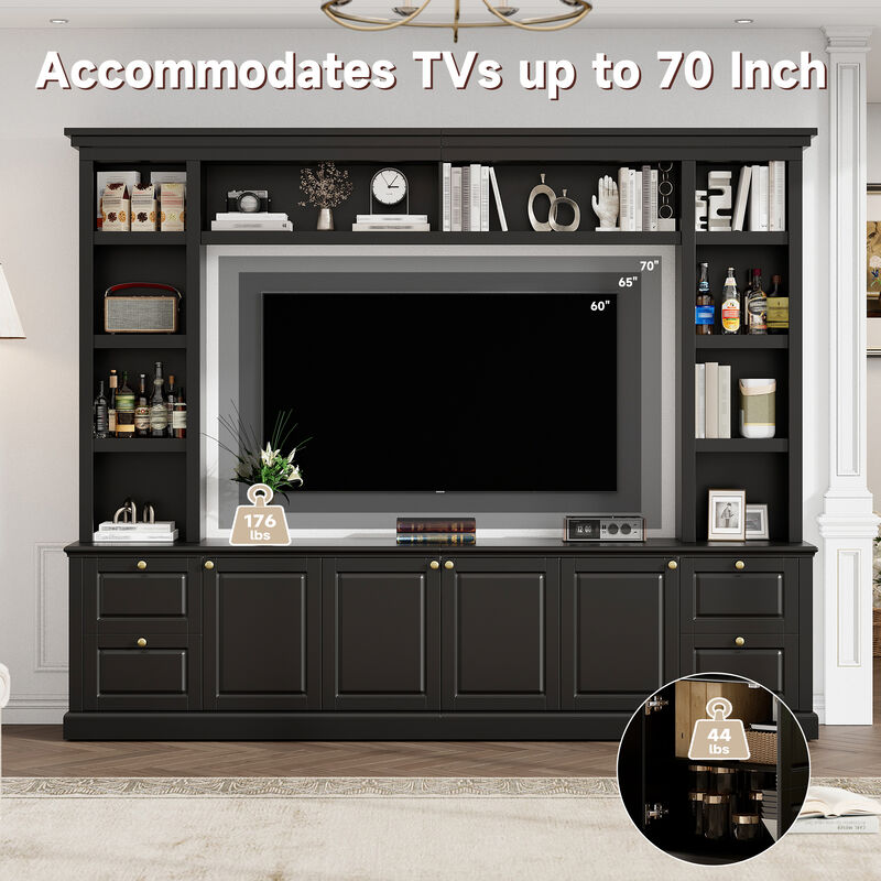 Merax Multifunctional TV Stand for 70" TVs with 3 Adjustable Shelves &ndash; Wine Rack image number 4