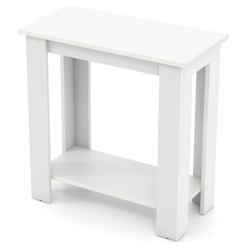 2-Tier Modern End Table with Storage Shelf, Compact Design for Small Spaces
