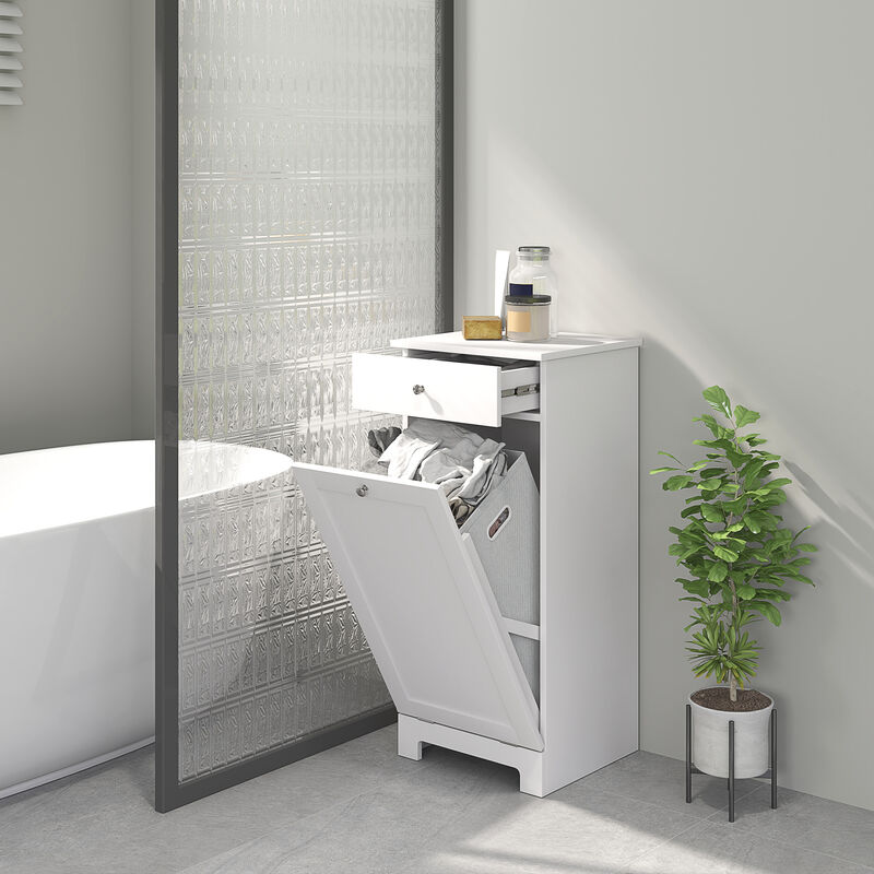 Hivvago Wooden Laundry Cabinet with Tilt-Out Basket image number 1