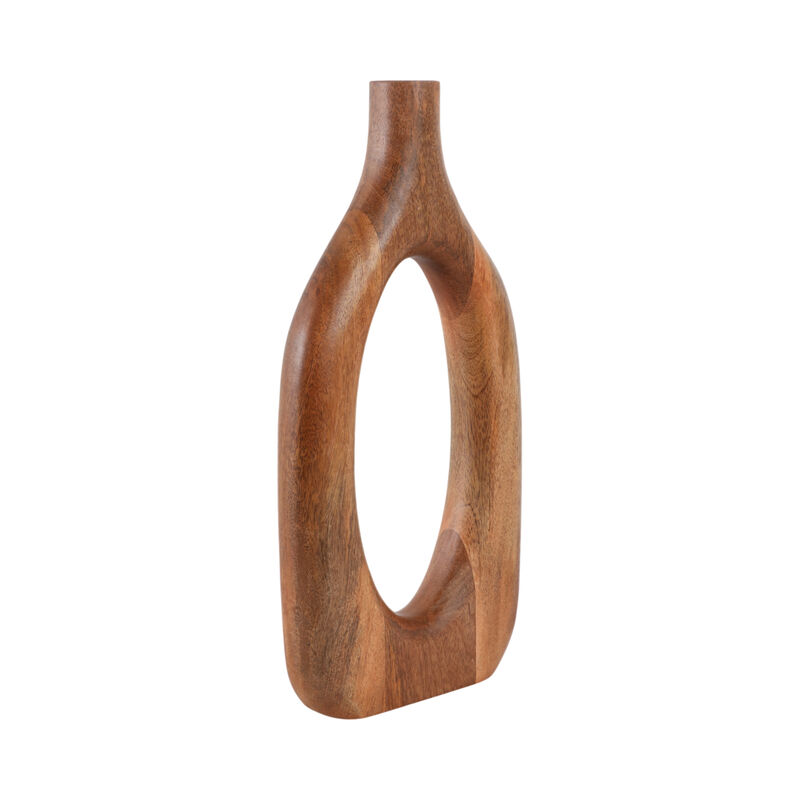 18x9" Open Cut-out Wood Vase, Natural image number 2