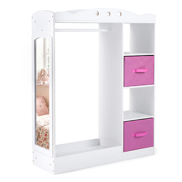 Kids Dress Up Center with Open Shelves and Full Length Mirror