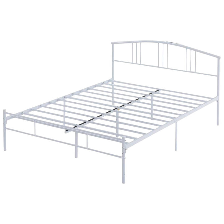 Sturdy Metal Platform Bed with Graceful Arched Headboard &ndash; Easy Assembly