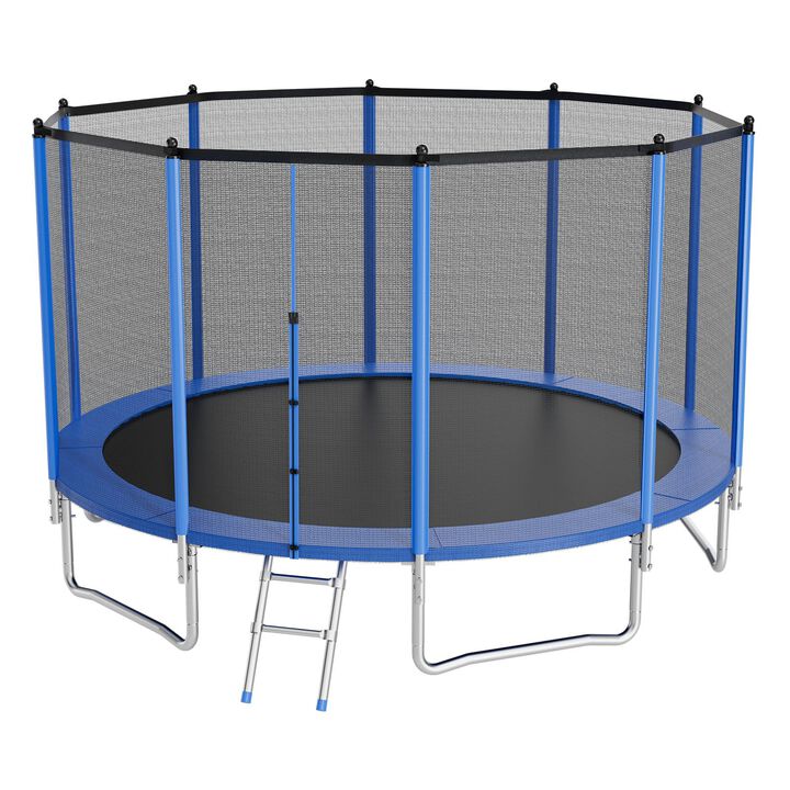 Heavy Duty Outdoor Trampoline with Enclosure Net, Round Backyard Trampoline for Kids & Adults