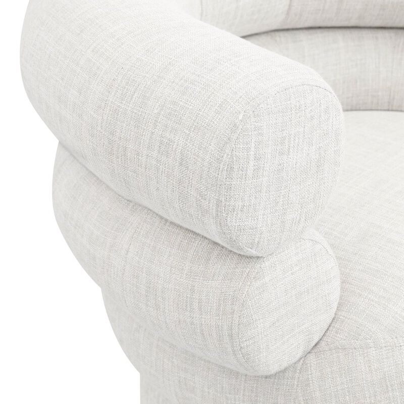 Meridian Furniture Valentina Cream Linen Textured Fabric Accent Swivel Chair