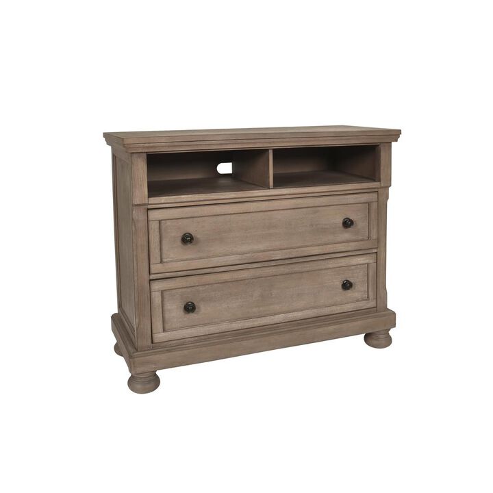 New Classic Furniture Furniture Allegra 2-Drawer Wood Media Console in Pewter