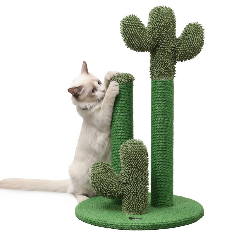 Marfa Modern Jute Triple-Cactus Cat Scratching Post with Fuzzy Toy