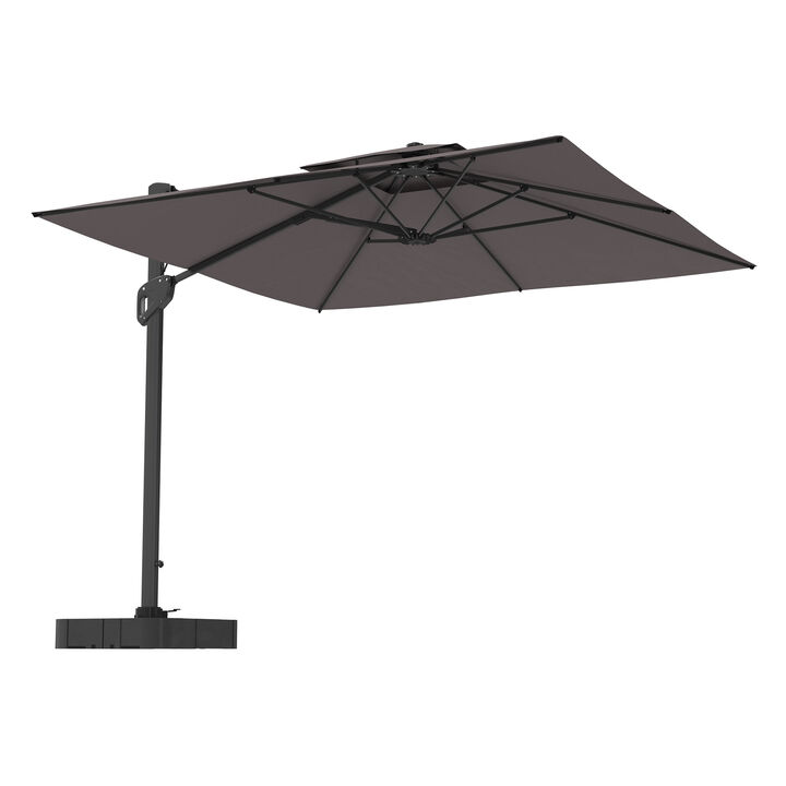 MONDAWE 10ft Square Offset Cantilever Outdoor Patio Umbrella with Included Base