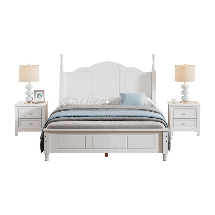 Merax Platform Bed and Two Nightstands Bedroom Sets