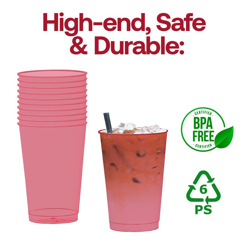 12 oz. Clear Red Plastic Party Cups (240 Cups) image number 5