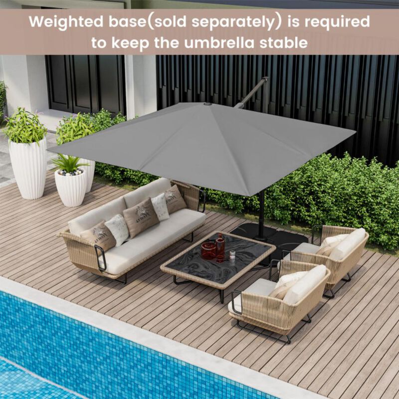 Hivvago 9.5 Feet Square Patio Cantilever Umbrella with 360&deg; Rotation image number 2