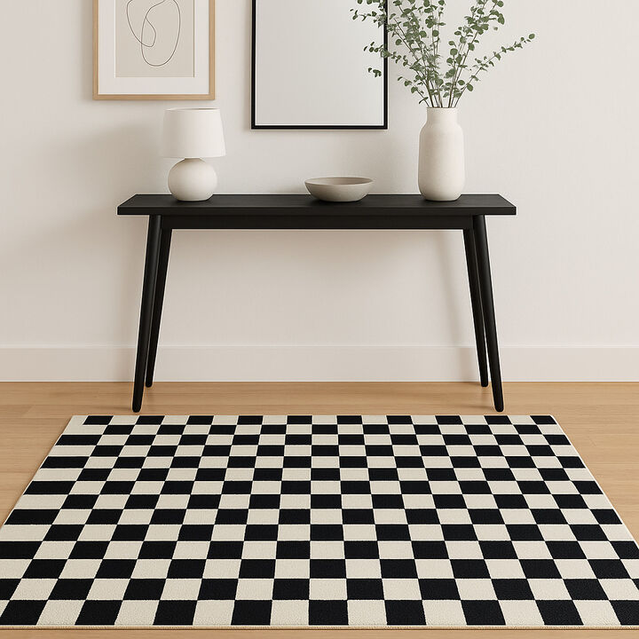 HomeRoots Checkered Area Rug