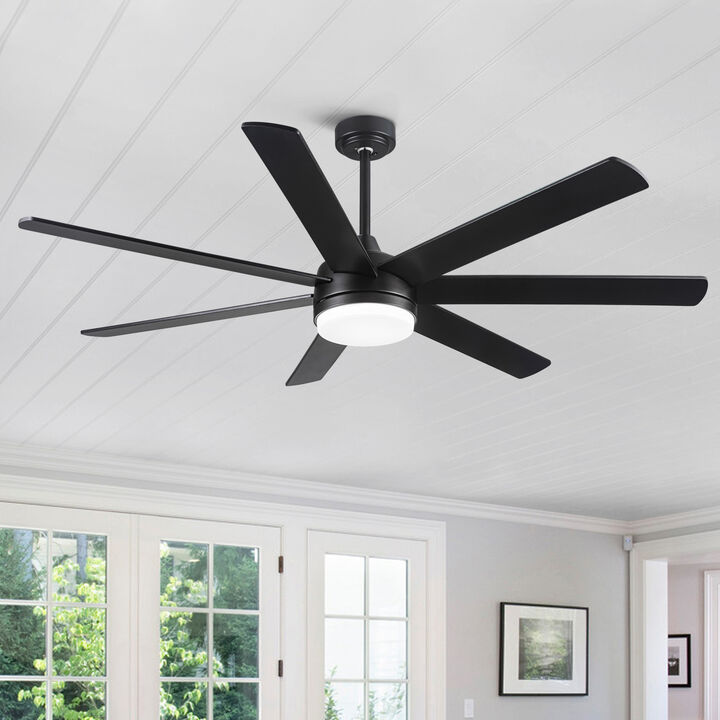 ELEMENT ACE 72 Inch Large Farmhouse Ceiling Fan with Reversible Plywood Blades, Adjustable Wind Speeds, Dimmable LED Light Ideal for Dining Room, Living Room and Bedroom Spaces