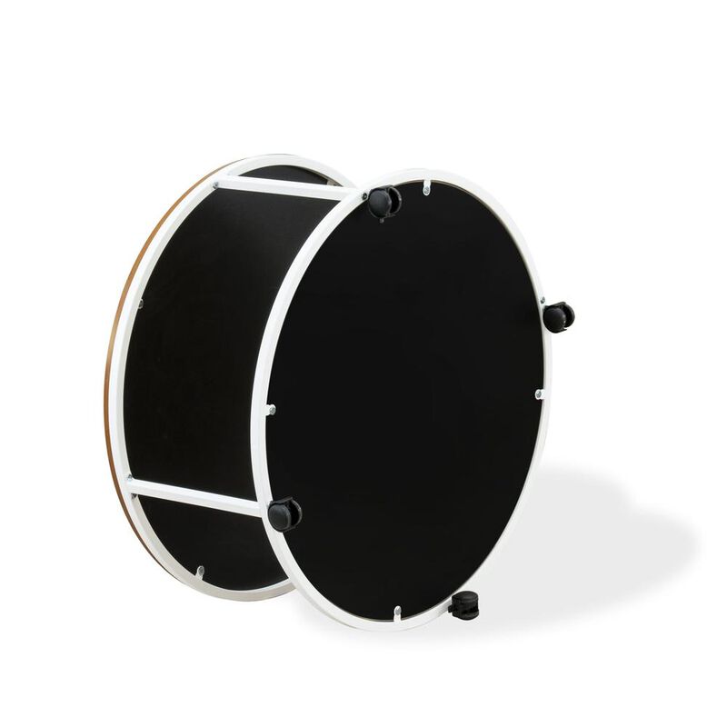 Harley Round Coffee Table for Living Room, Mid Century Modern Coffee Table in Powder Coating White Color and Brown Wood Laminate