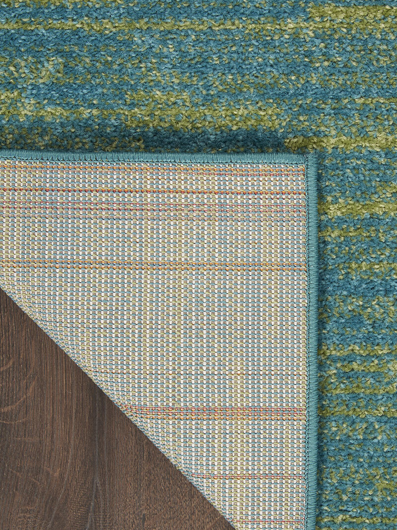 Nourison Essentials NRE01 Blue/Green 2'2" x 12' Rug image number 2