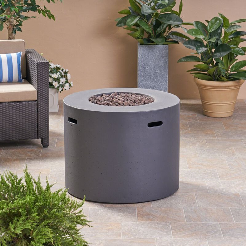 Mondawe 31 in. Dark Grey Round Column Heating Outdoor Fire Pit Table