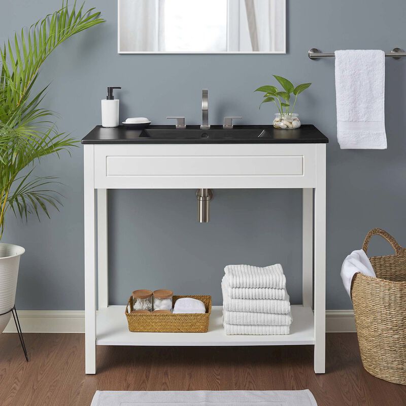 Modway Altura 36" MDF Ceramic and Particleboard Bathroom Vanity in Gray/Black image number 7