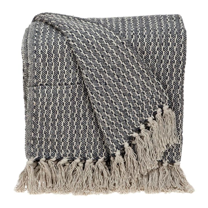 HomeRoots 52" X 67" Beige and Black Quilted Cotton Abstract Throw Blanket