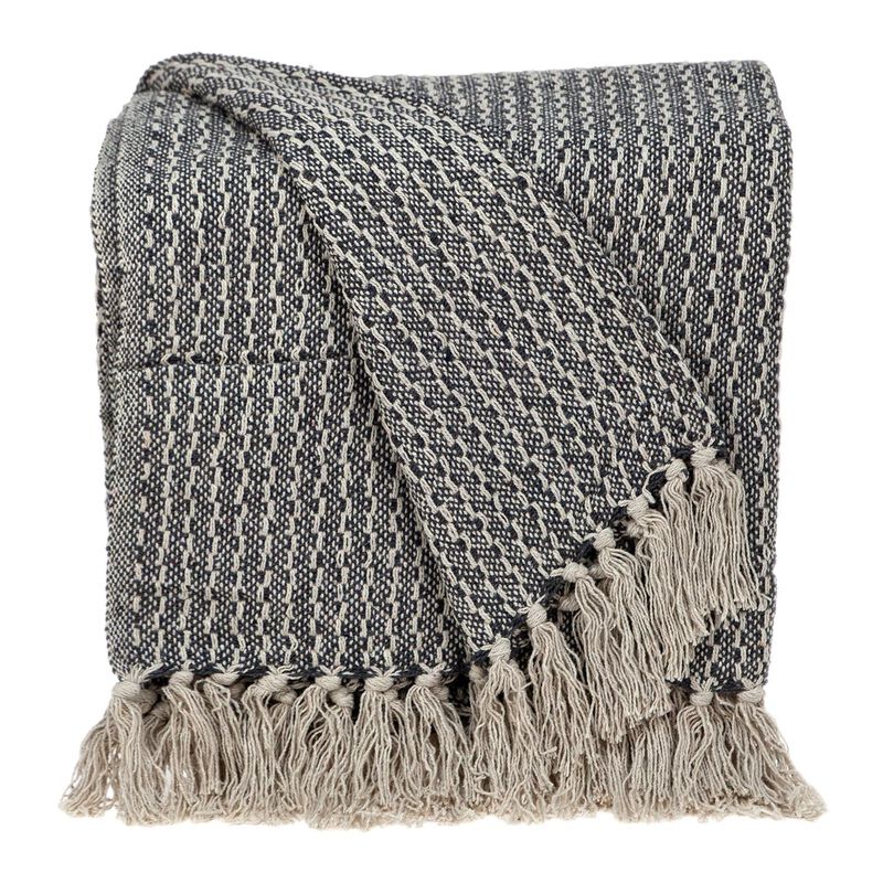HomeRoots 52" X 67" Beige and Black Quilted Cotton Abstract Throw Blanket image number 0